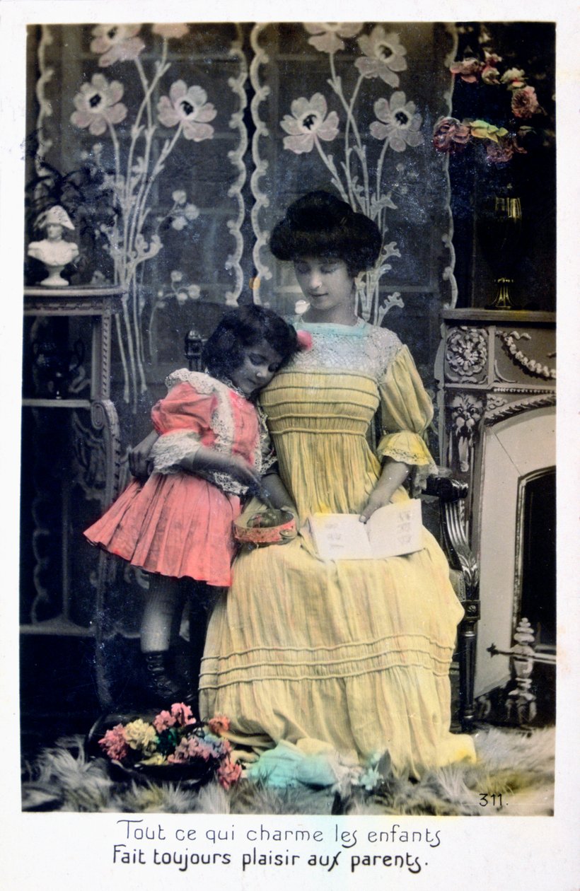 Alt det charmerer børnene.., Fransk postkort, c1900 af Unbekannt