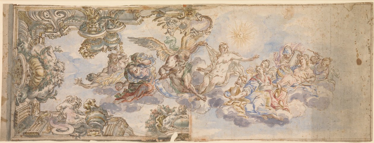Allegorisk design til en loftfresco., 1650-1700. af Unbekannt