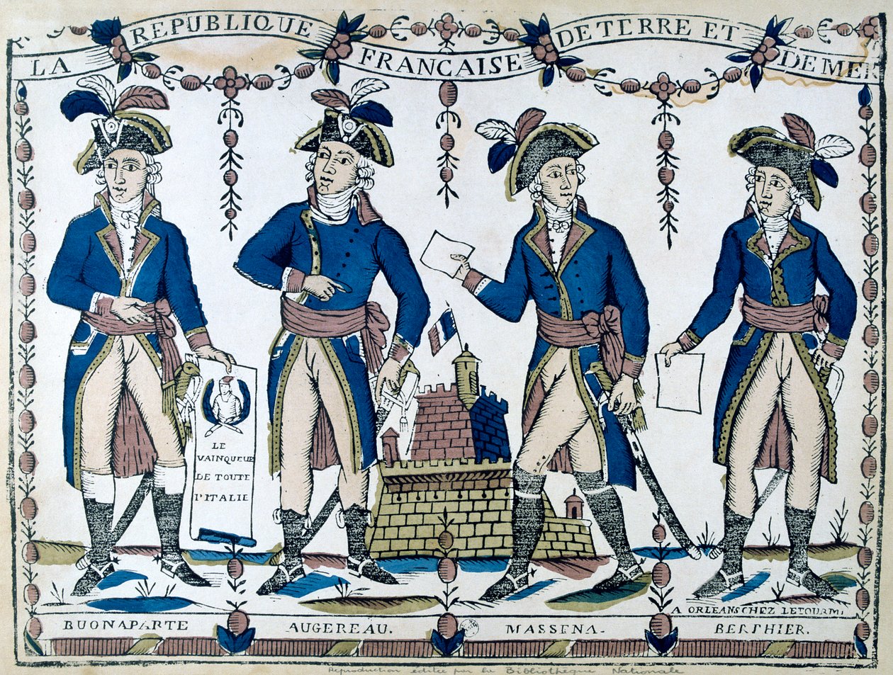 Allegorier af Bonaparte, Augereau, Massina, Berphier, Frankrig, 1789 af Unbekannt