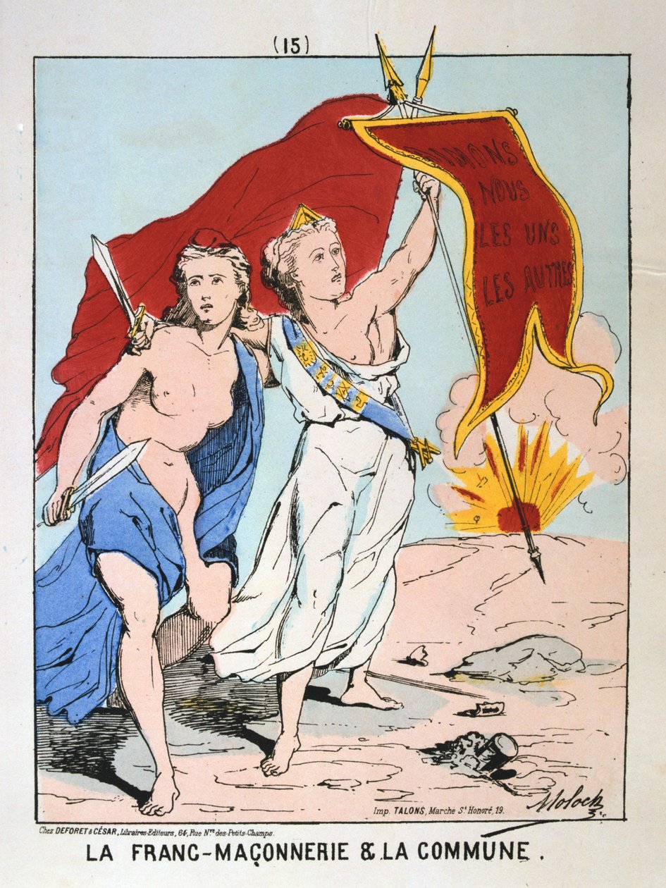 Allegori om frimureriet og kommunen, Pariserkommunen, 1871. af Unbekannt