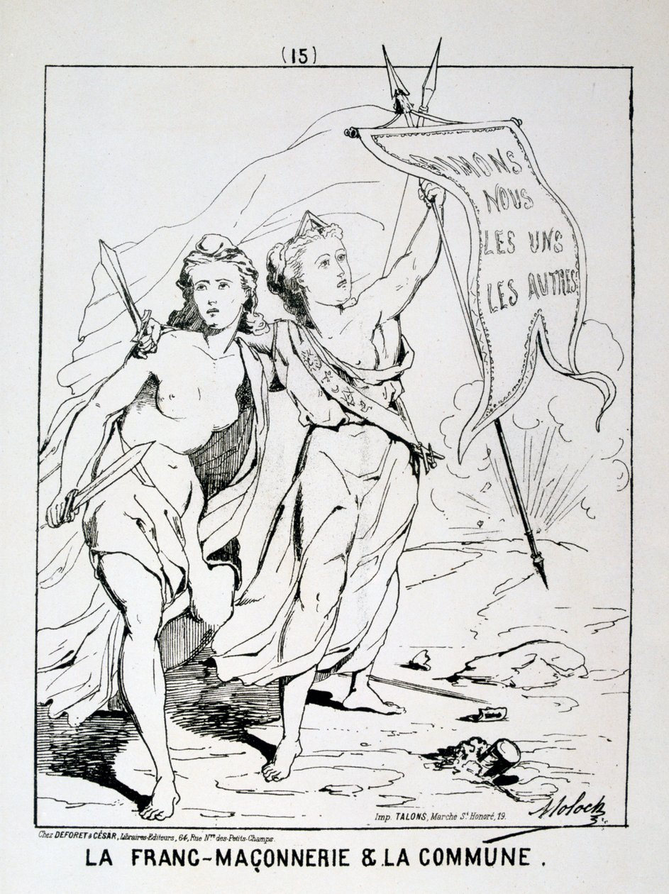 Allegori om frimureriet og kommunen, Pariserkommunen, 1871. af Unbekannt