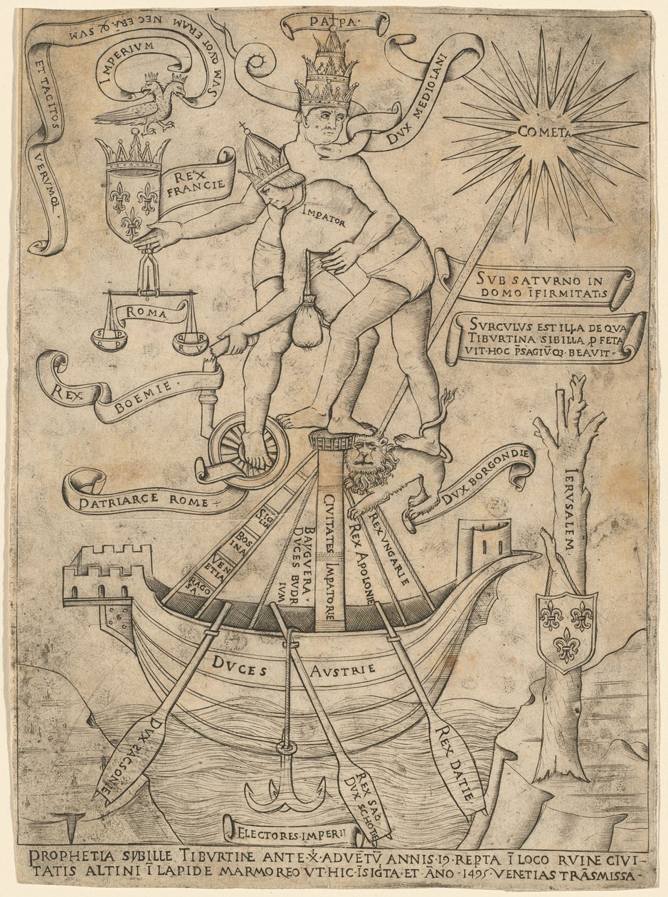 Allegori om kejseren og paven, ca. 1495. af Unbekannt