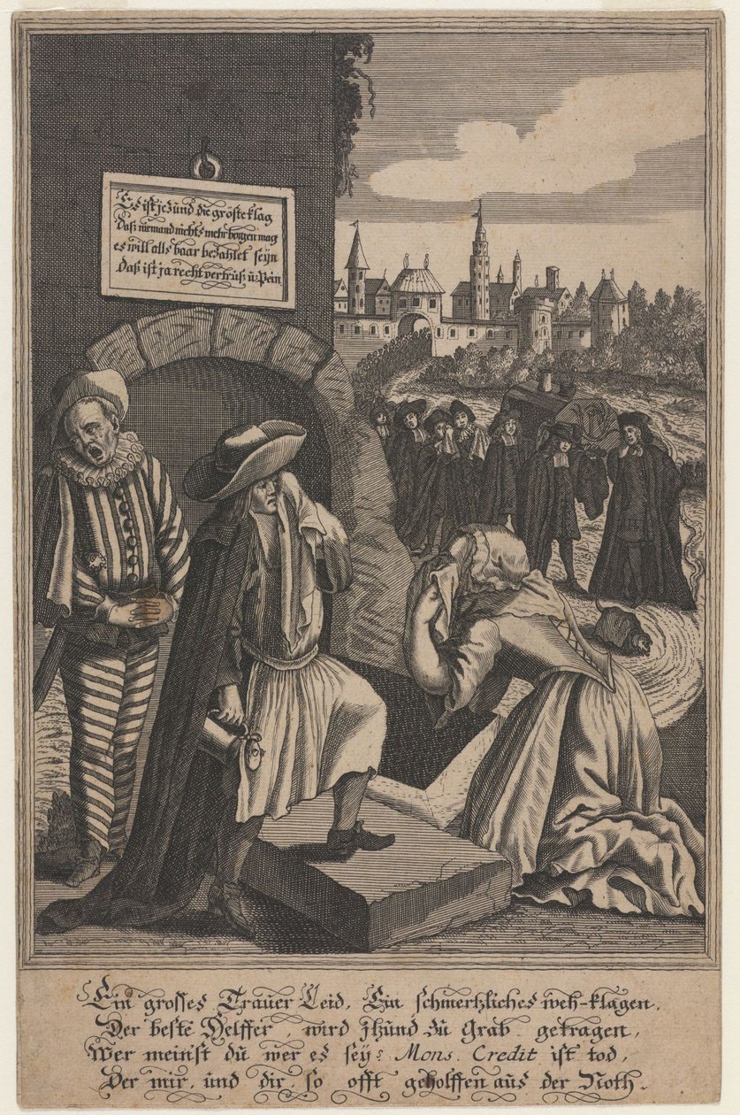 Allegory on the Death of Credit, begyndelsen af det 18. århundrede. af Unbekannt