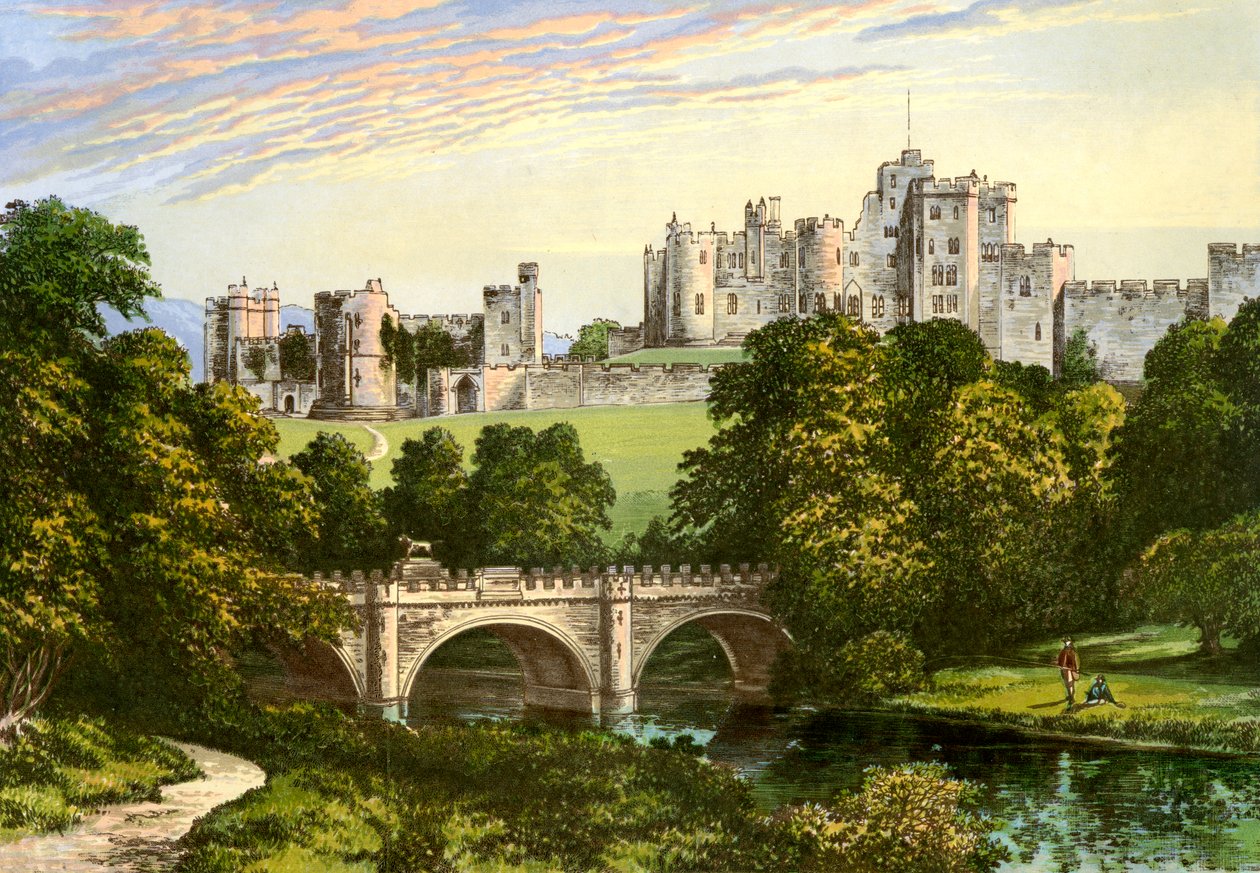 Alnwick Castle, Northumberland, hjemsted for hertugen af Northumberland, c1880 af Unbekannt