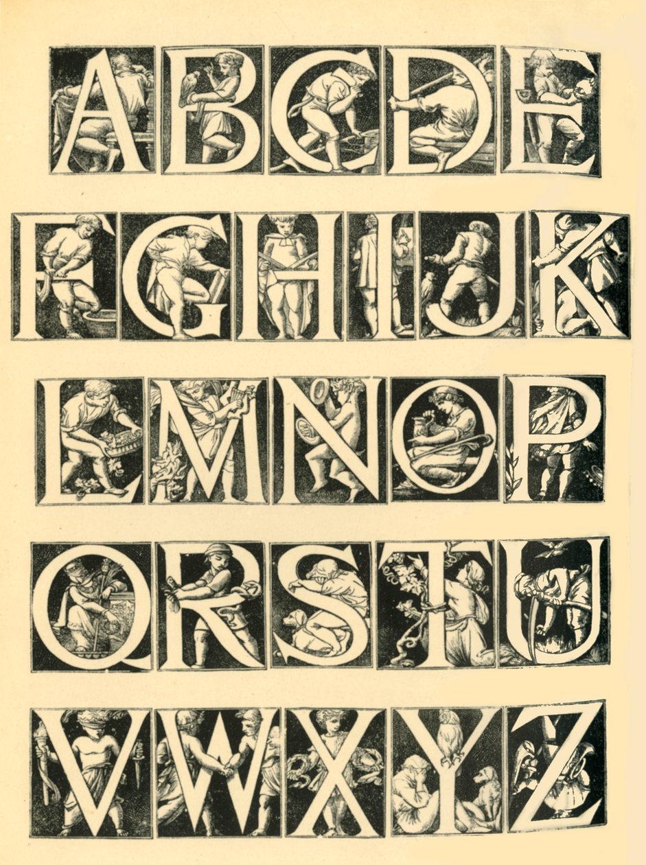 Alfabetdesign til fliser, 1864, 1881. af Unbekannt