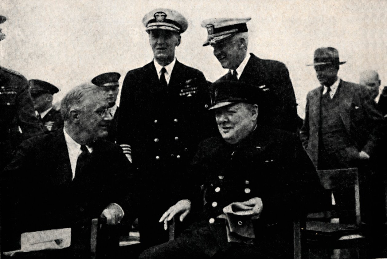 Amerikansk præsident og britisk premierminister, 14. august 1941, 1945. af Unbekannt