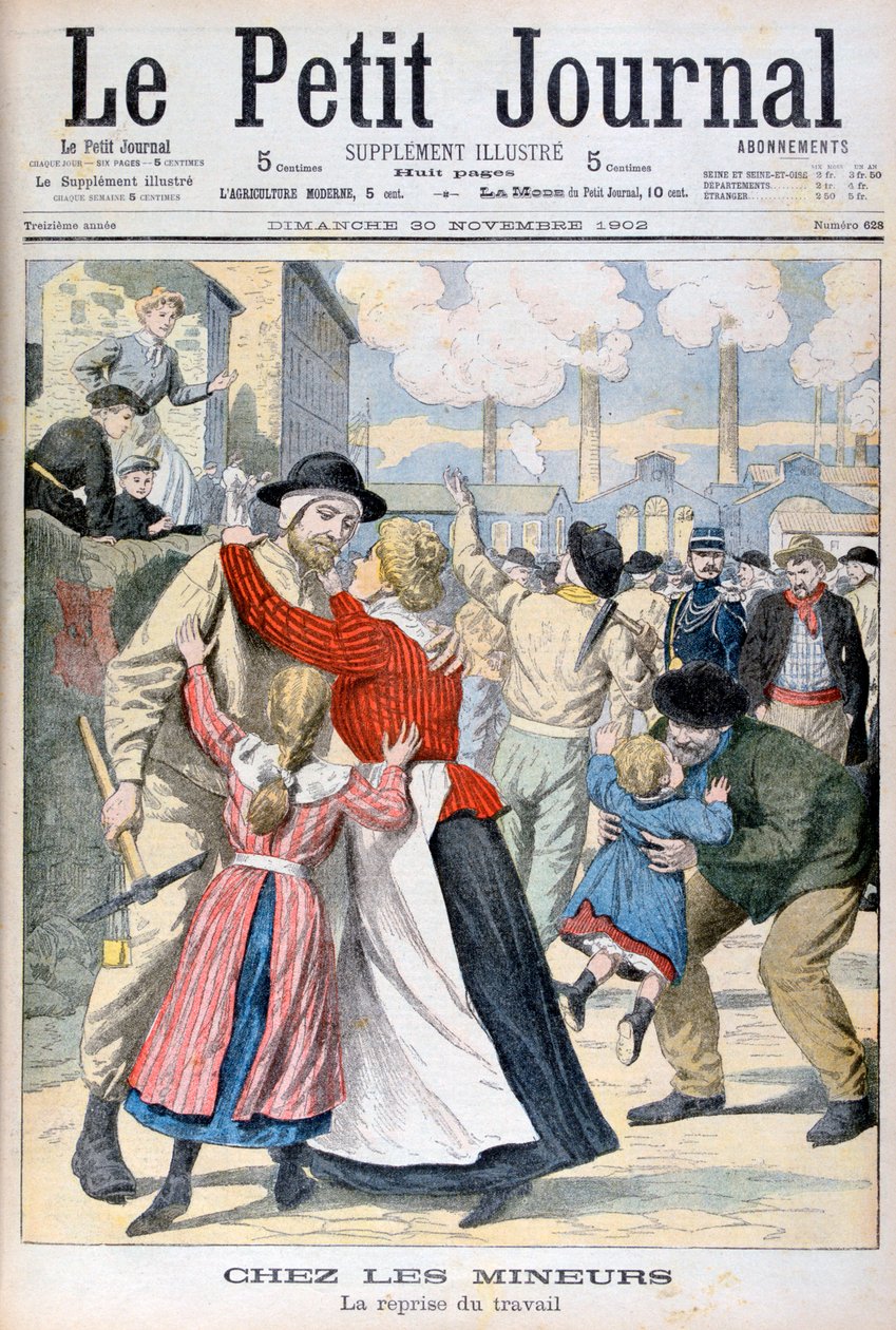 Blandt minearbejderne genoptagelsen af arbejdet, 1902 af Unbekannt