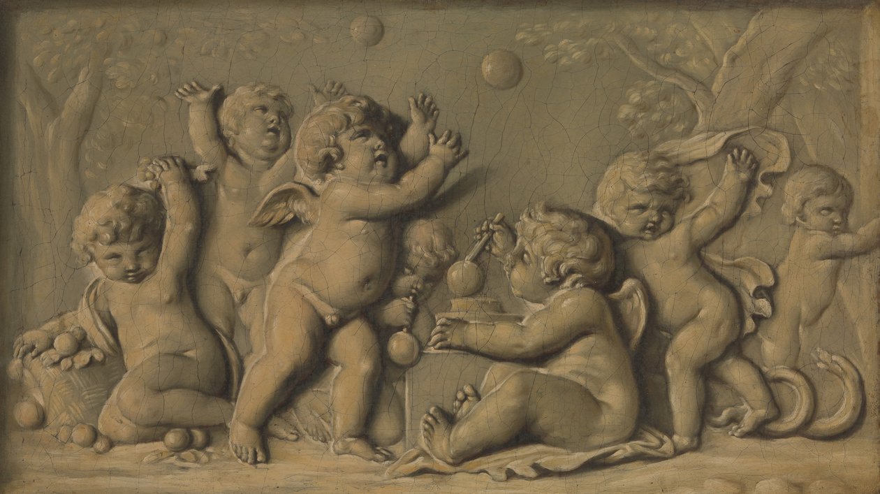 Amorini i spil en af et par, 1770-90. af Unbekannt