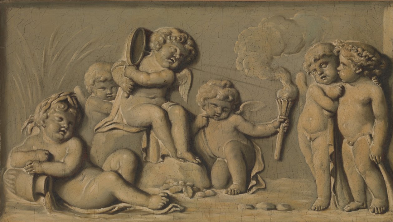 Amorini i spil en af et par, 1770-90. af Unbekannt