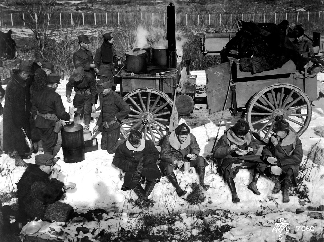 En amerikansk infanterilejr i Sibirien, Rusland, december 1918. af Unbekannt