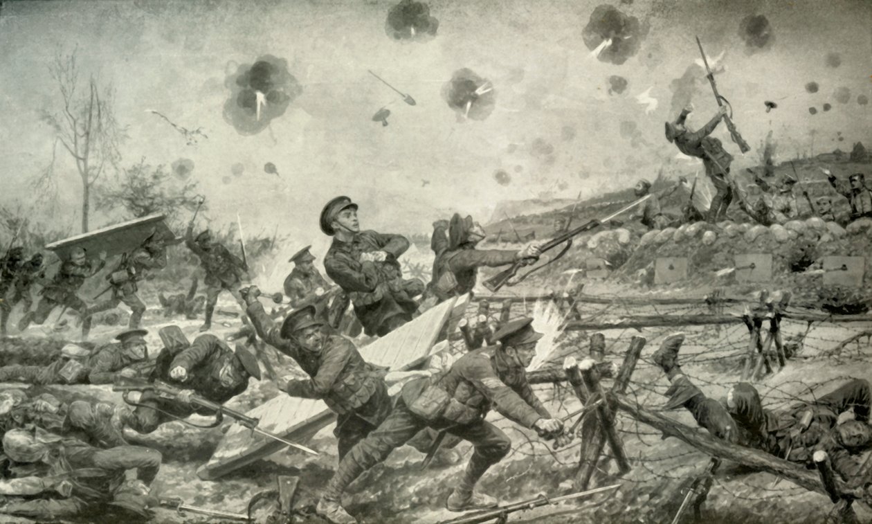 Et angreb ledet af en bombefest, 1919. af Unbekannt