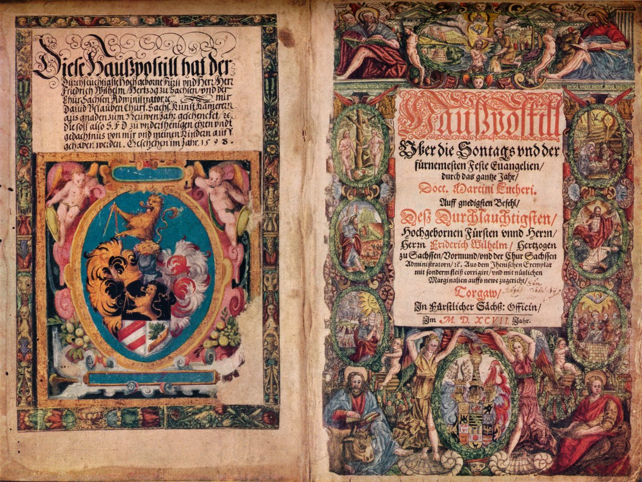An Early Autograph Album: A Hauspostill fra Martin Luthers værker, c1550 af Unbekannt