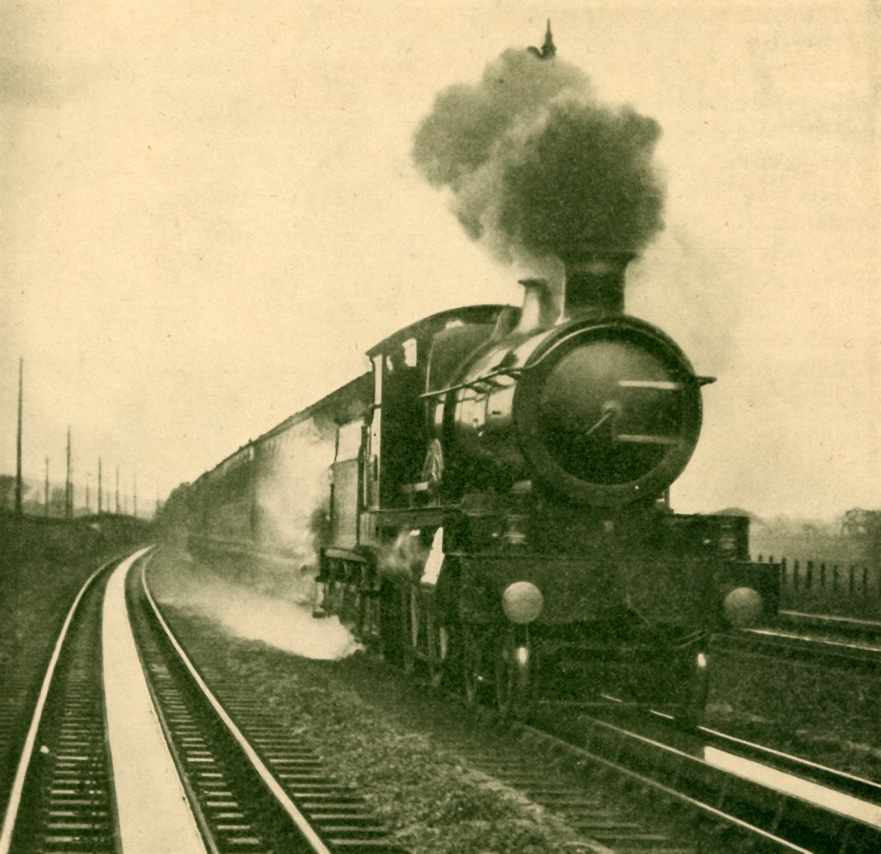 En motor af stjerneklassen henter vand med fart, Goring, Great Western Railway, 1930. af Unbekannt