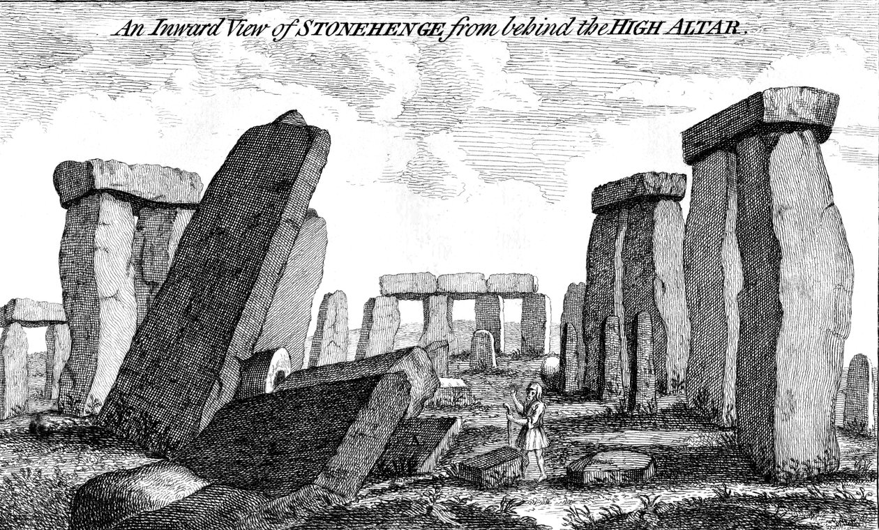 En indadvendt udsigt over Stonehenge fra bag højalteret, 1760 af Unbekannt