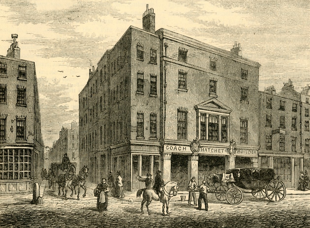 En gammel busmagerbutik i Long Acre, 1881. af Unbekannt