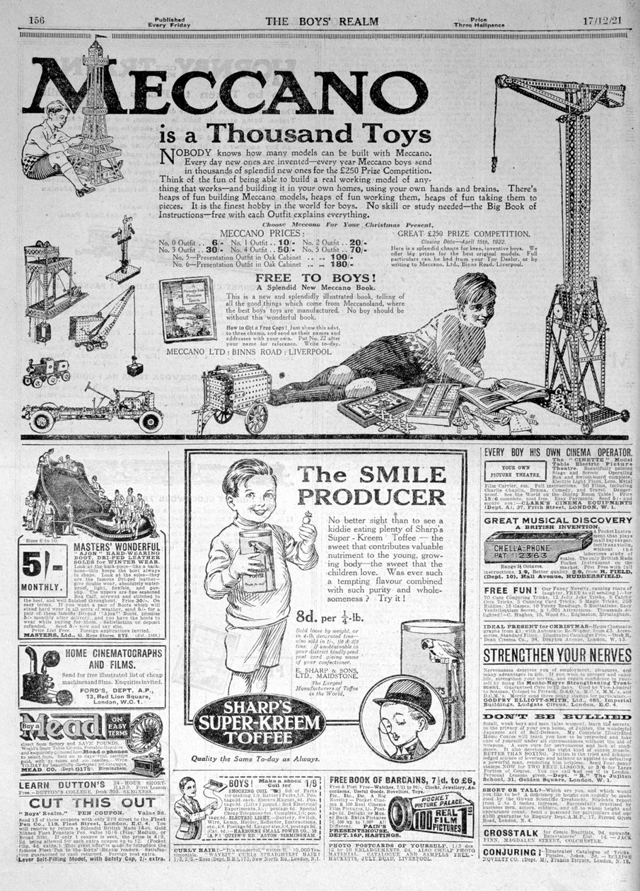 En reklameside i The Boys Realm, julen 1921 af Unbekannt