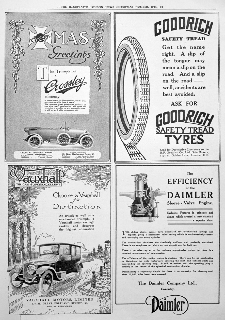 En reklameside i Illustrated London News, jul, 1916 af Unbekannt