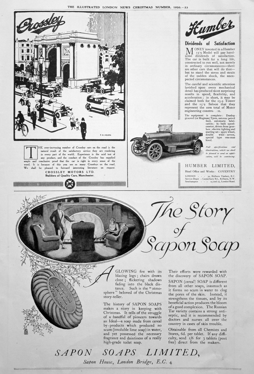 En reklameside i Illustrated London News, julenummer, 1920 af Unbekannt