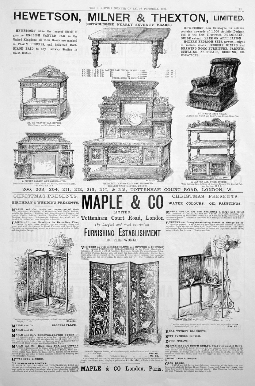 En annonceside i Ladys Pictorial magazine of Christmas 1891 af Unbekannt