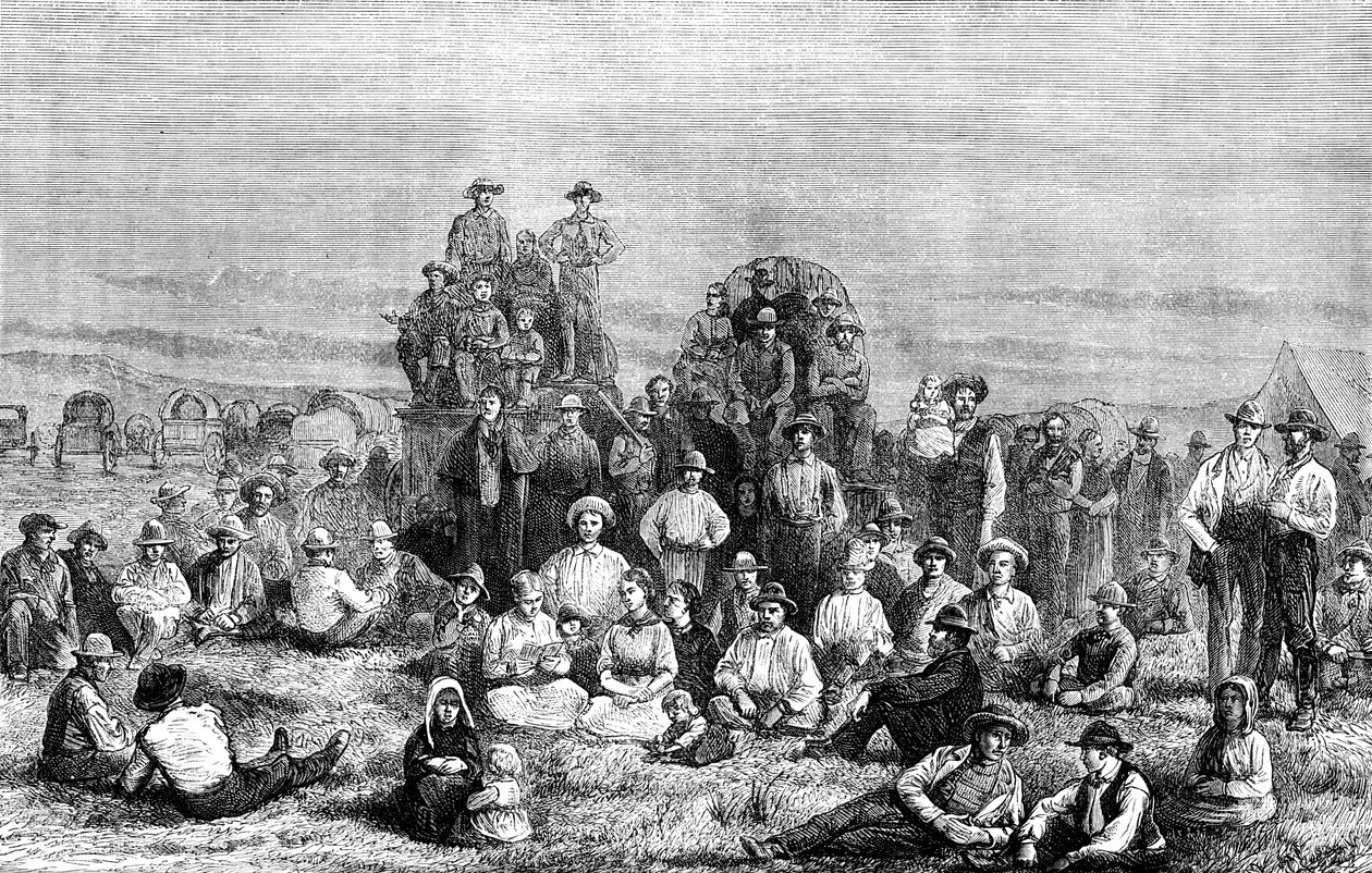 En lejr for mormonomvendte i ørkenen, c1846 c1880 af Unbekannt