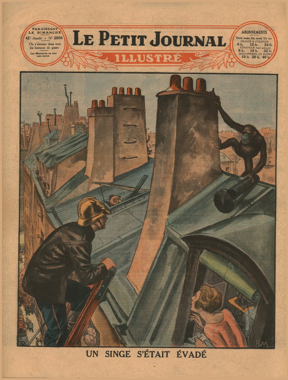 En undsluppen chimpanse, 1930. af Unbekannt