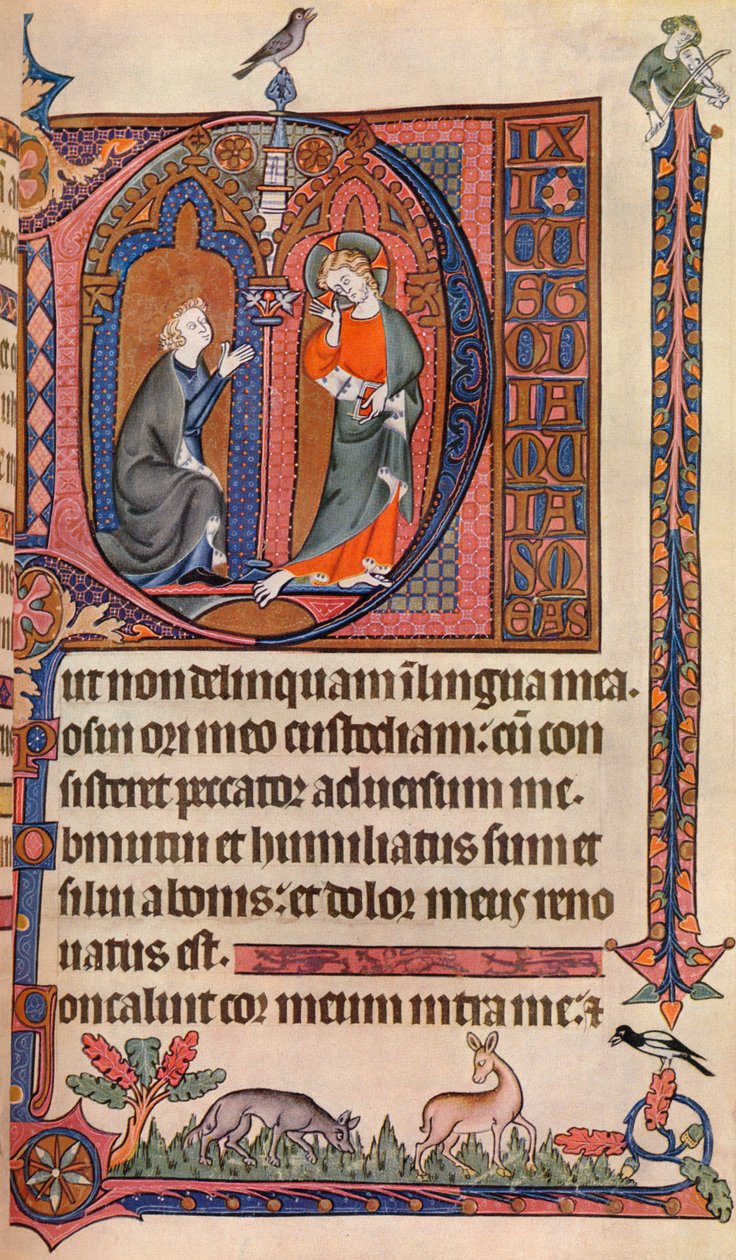 En oplyst side fra Vaux-Bardolf Psalter, c1310, 1937 af Unbekannt