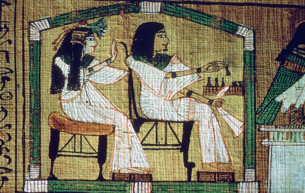 Et billede på en egyptisk papyrus af trækspil, Anis Book of the Dead ark 7 af Unbekannt