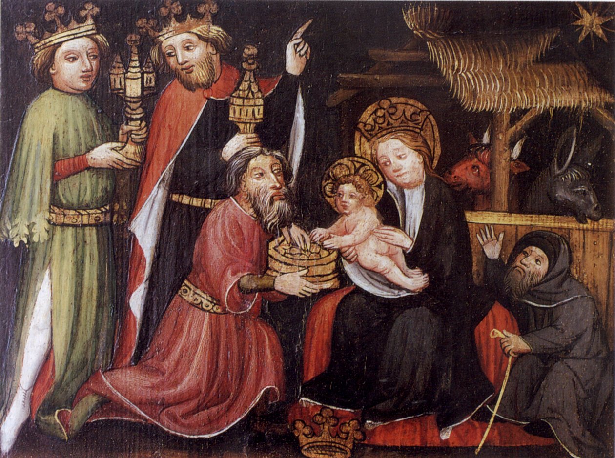 Tilbedelse af Magi, ukendt mester, omkring 1400; Isny Evangeliske Hospitals Fond af Unbekannt