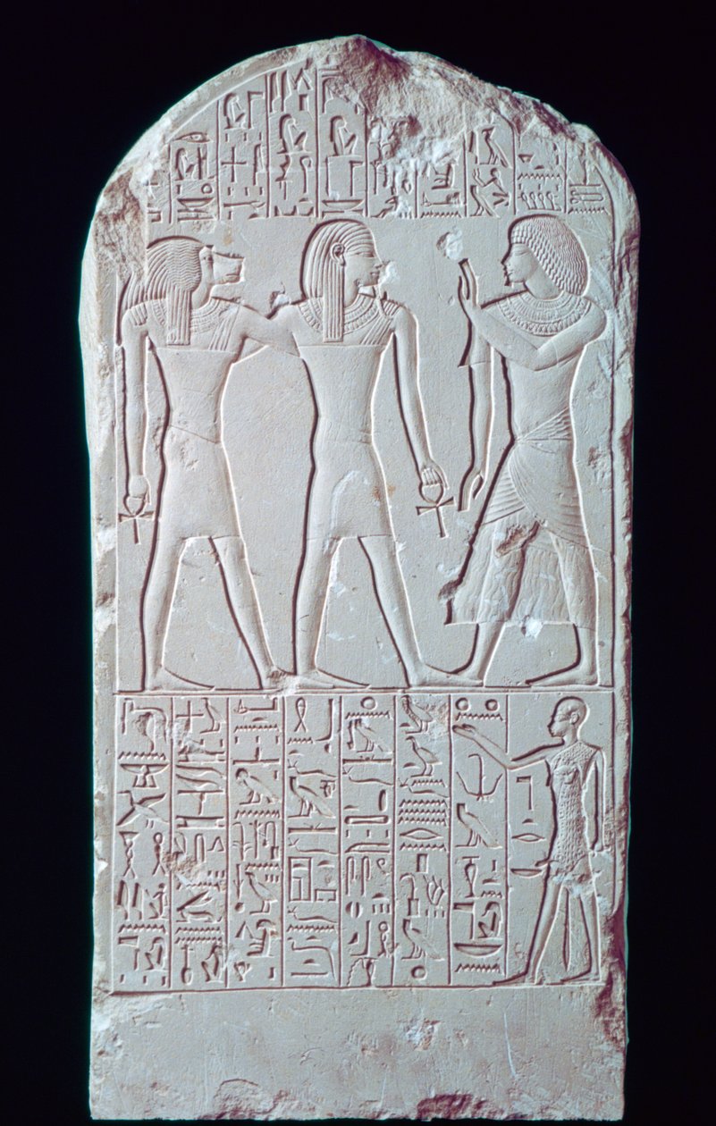 Gammel egyptisk kalkstensstele, 16.-13. århundrede f.Kr af Unbekannt