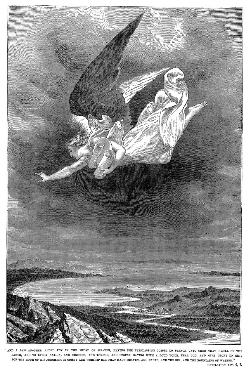 Og jeg så en anden engel flyve midt i Himlen..., c1885 af Unbekannt