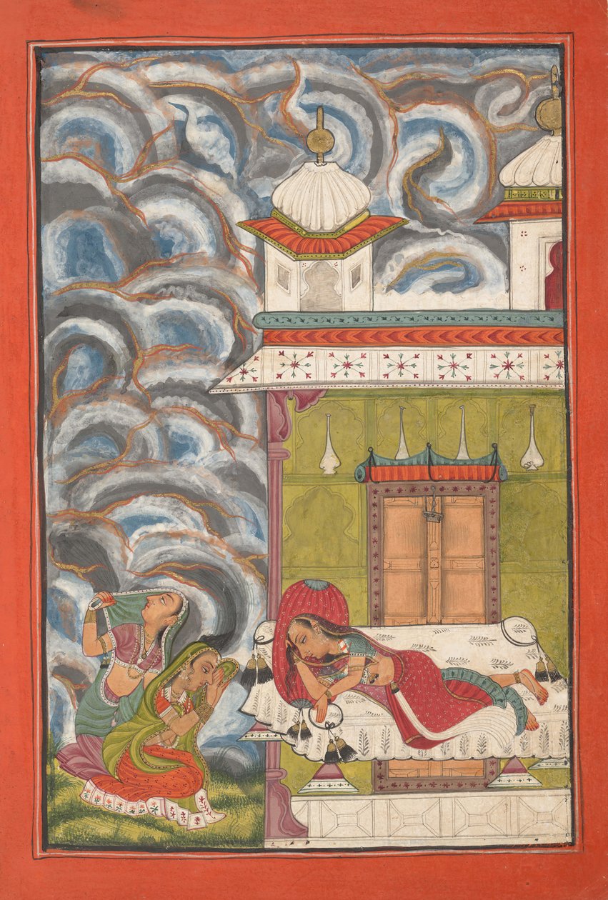 Andhrayaki Ragini: Folio fra en ragamala-serie Garland of Musical Modes, ca. 1710. af Unbekannt