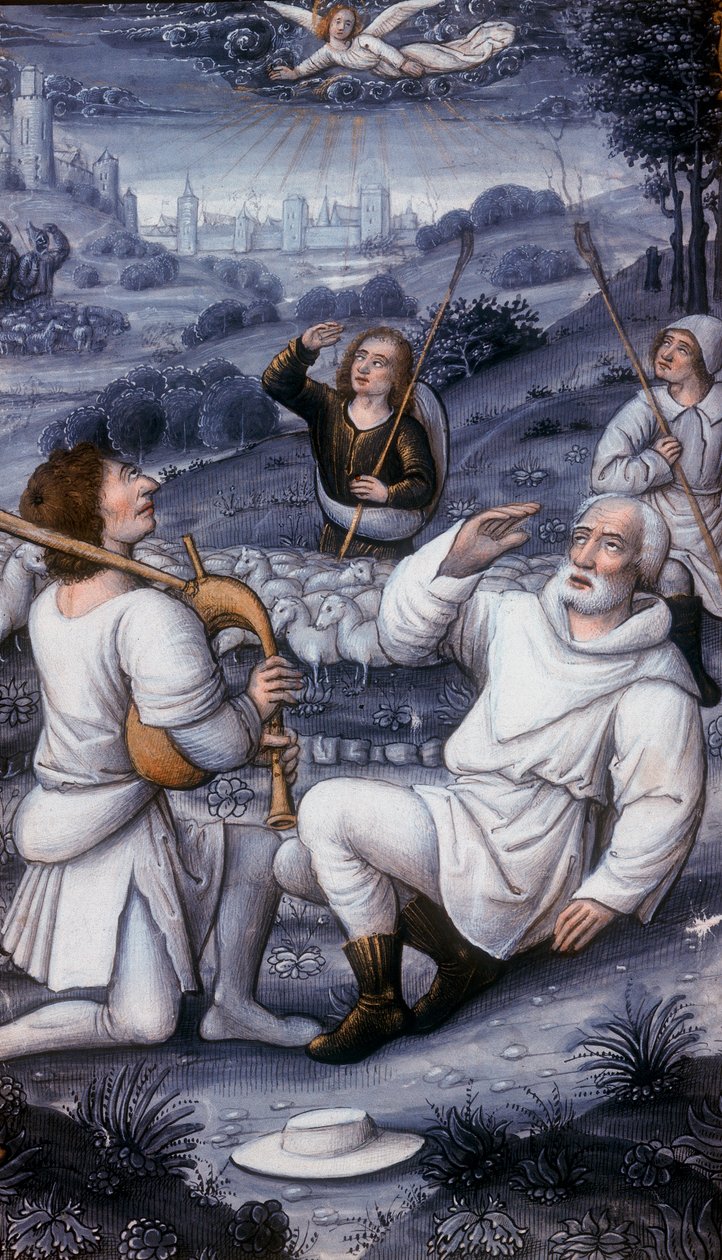 Engel, der tilkalder hyrderne til fødselaren, 1500-tallet af Unbekannt