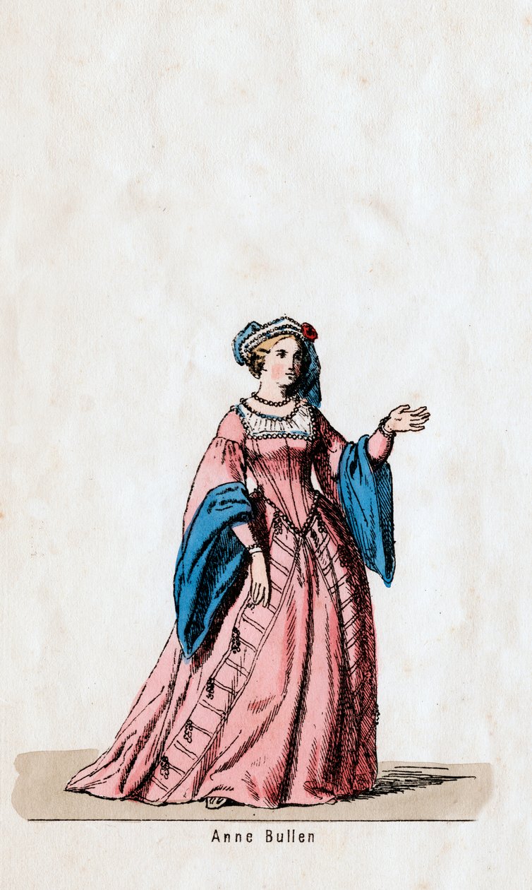 Anne Boleyn, kostumedesign til Shakespeares skuespil, Henry VIII, 1800-tallet af Unbekannt