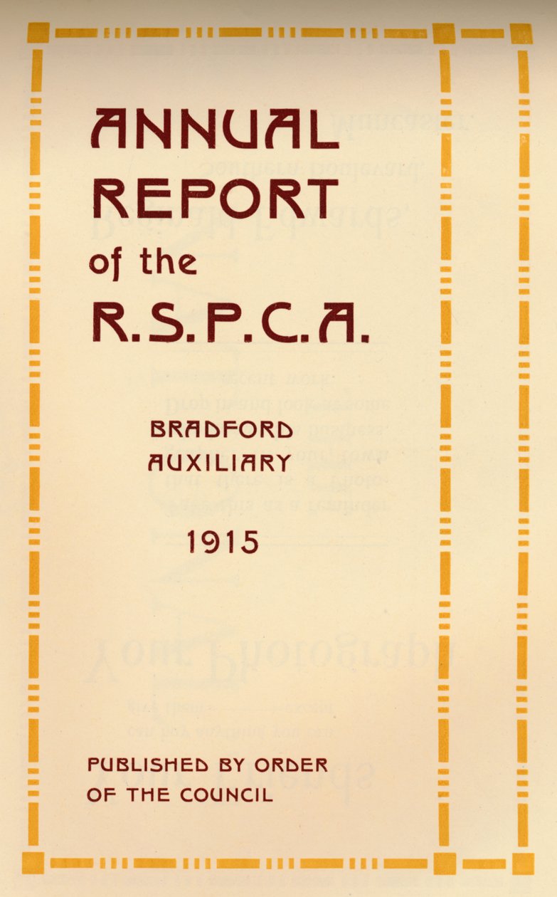 Årsrapport for R.S.P.C.A., 1916 af Unbekannt
