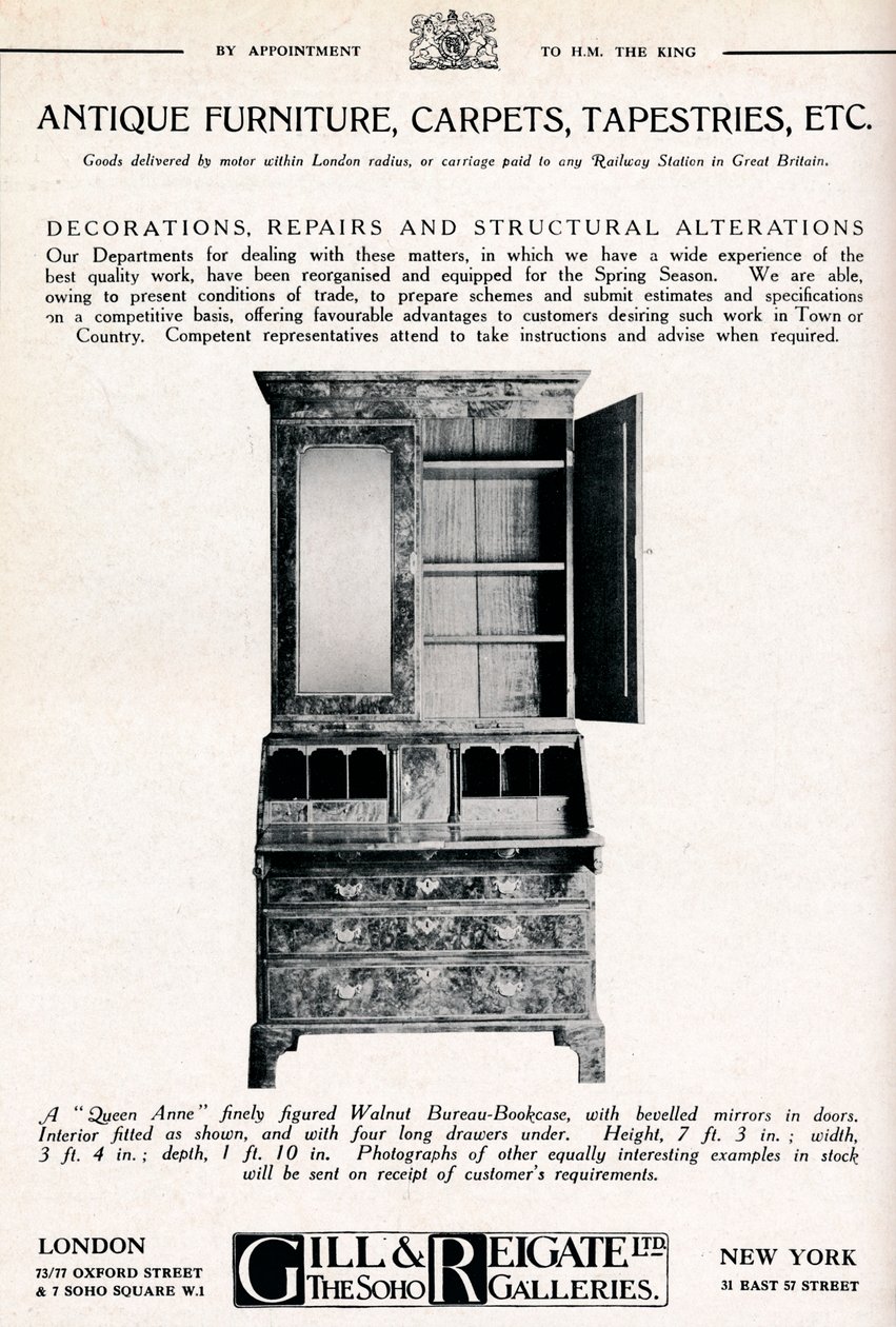 Antikke møbler, tæpper, gobeliner osv., 1921 af Unbekannt