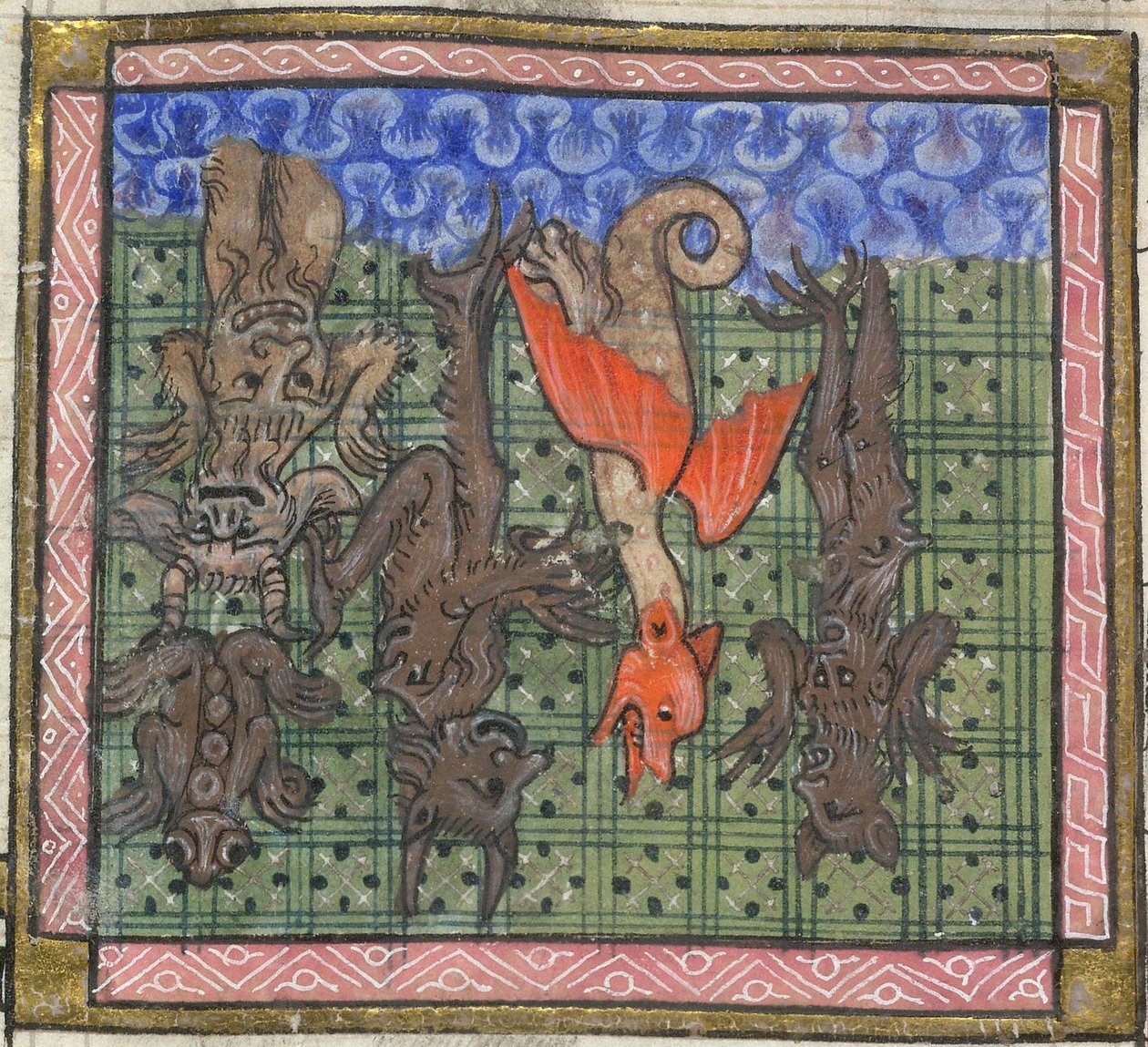 Apokalypse, detalje: Dæmoner falder fra himlen, ca 1370-1375 af Unbekannt