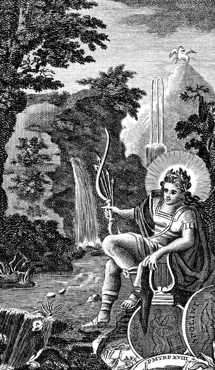 Apollo, oldgræsk gud for musik, poesi, bueskydning, profeti og helbredelse, 1798 af Unbekannt