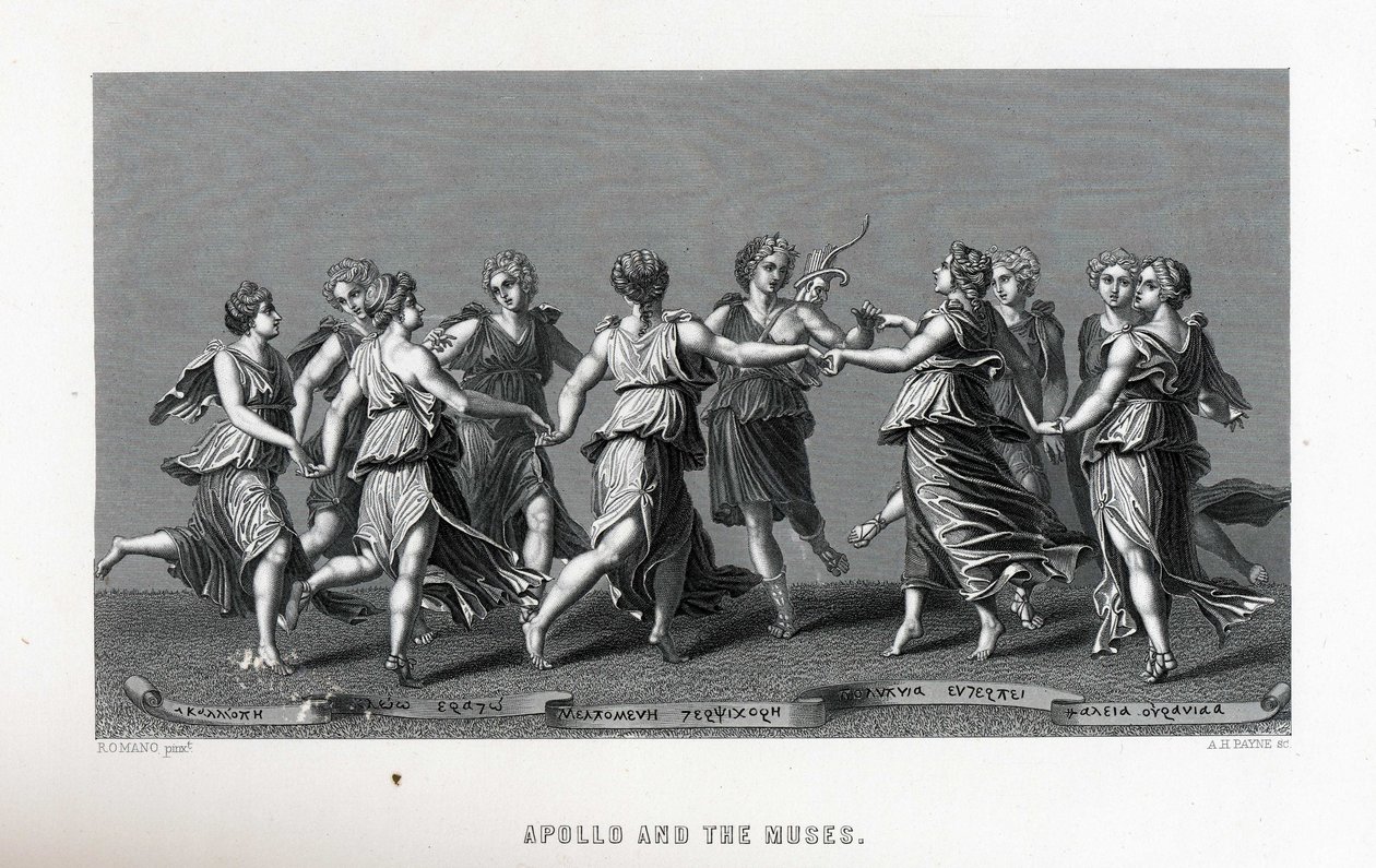 Apollo og muserne efter Giulio Romano, 1882 af Unbekannt