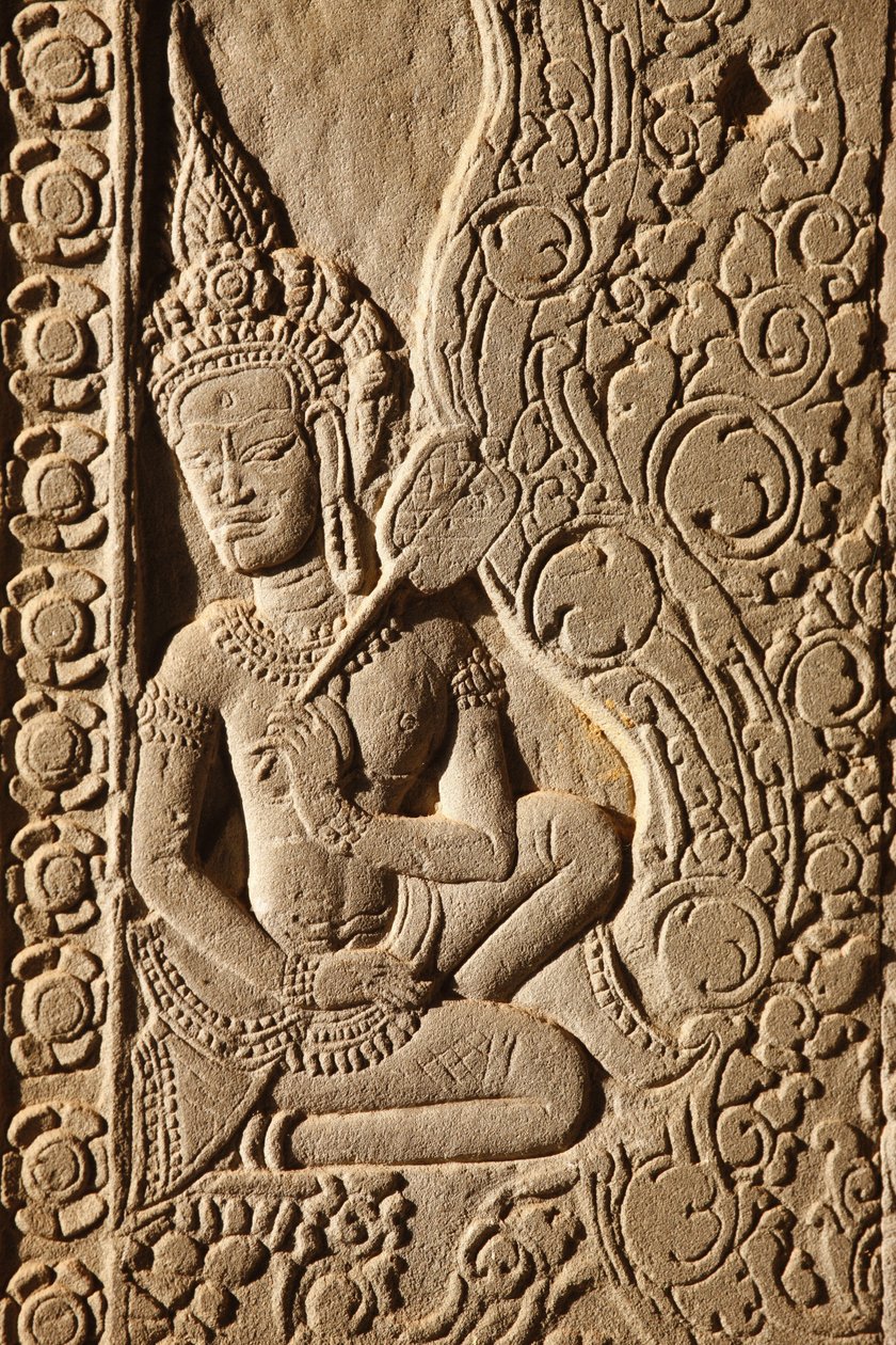Apsara Dancer Carving i Angkor Wat, Siem Reap, Cambodia af Unbekannt