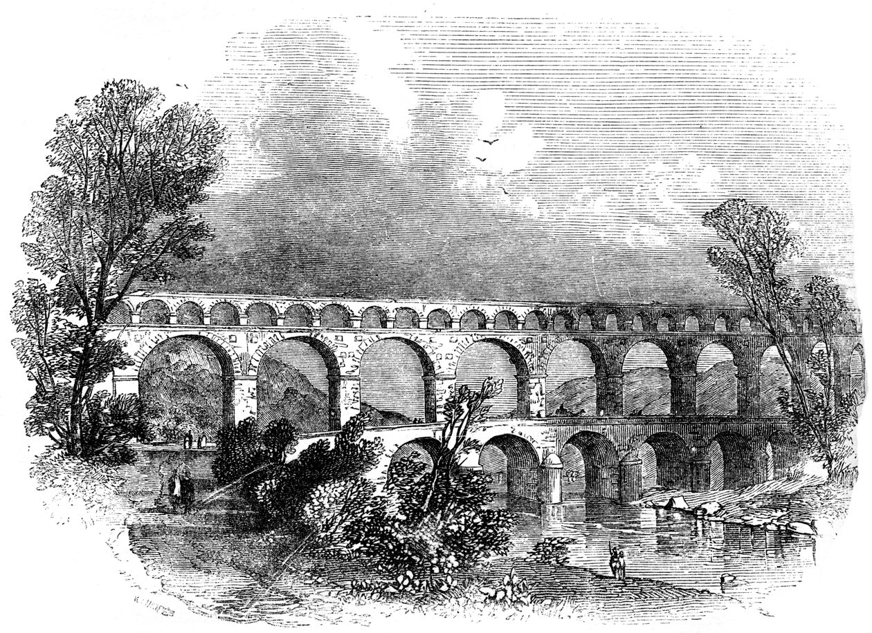Akvædukten af ​​Nimes ved Pont du Gard, Frankrig, 1886 af Unbekannt