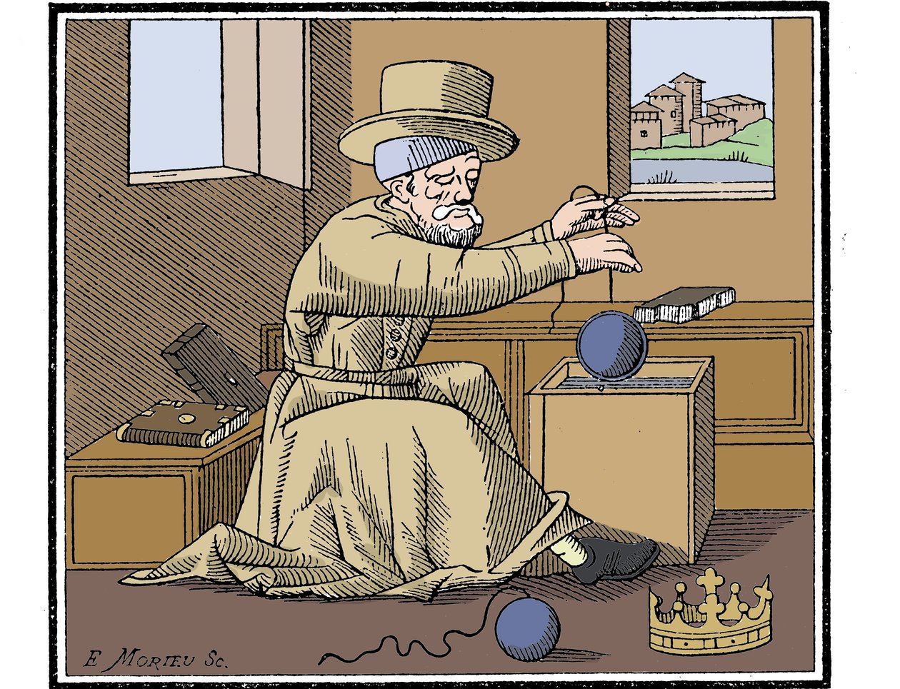 Archimedes c287-212 f.Kr., oldgræsk matematiker og opfinder, 1866 af Unbekannt
