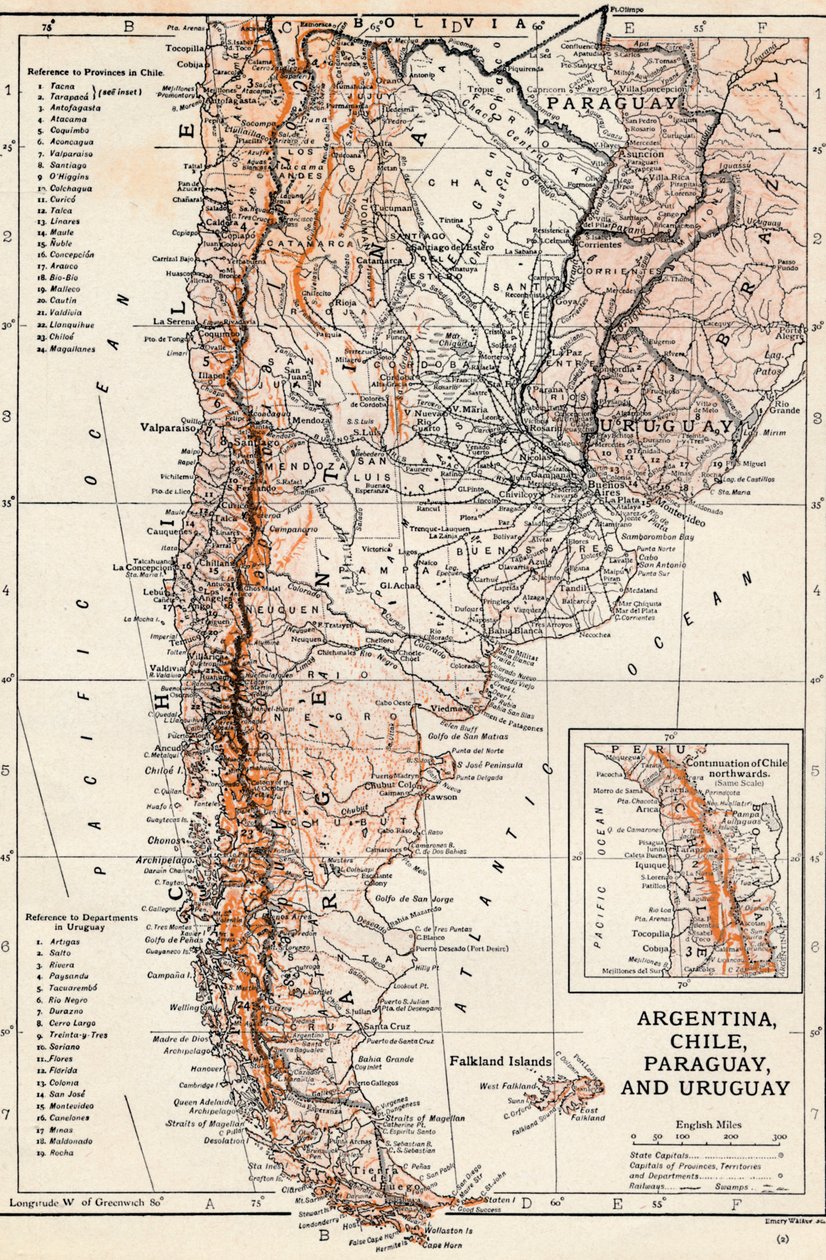 Argentina, Chile, Paraguay og Uruguay af Unbekannt