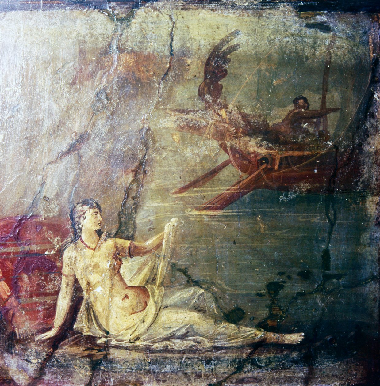 Ariadne øde af Theseus, romersk vægmaleri fra Herculaneum, 1. århundrede af Unbekannt