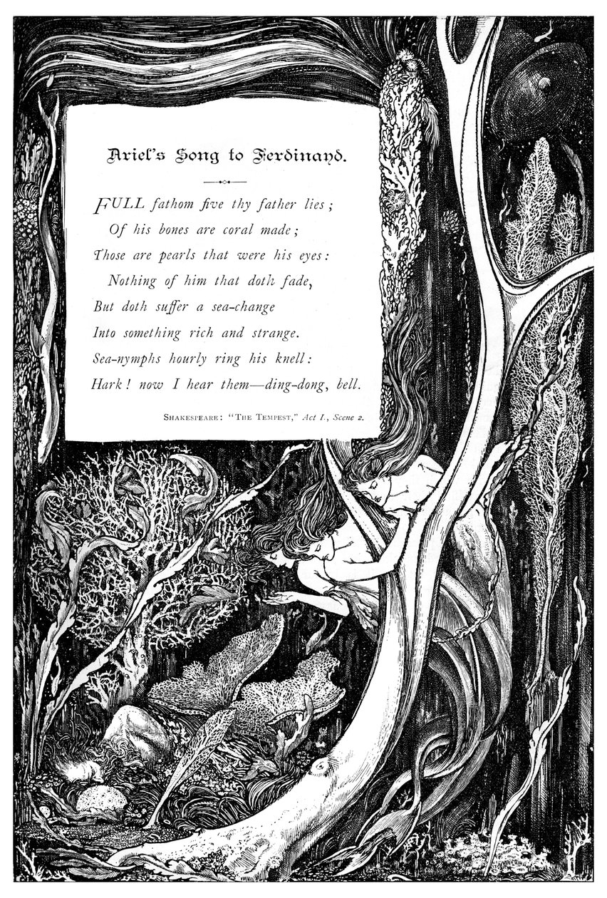 Ariels sang til Ferdinand, 1895 af Unbekannt