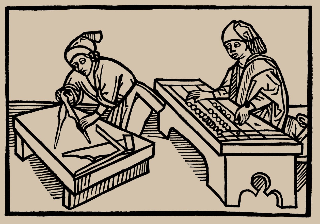 Aritmetik og geometri. Fra menneskelivets spejl af Rodericus Zamorensis, 1479 af Unbekannt