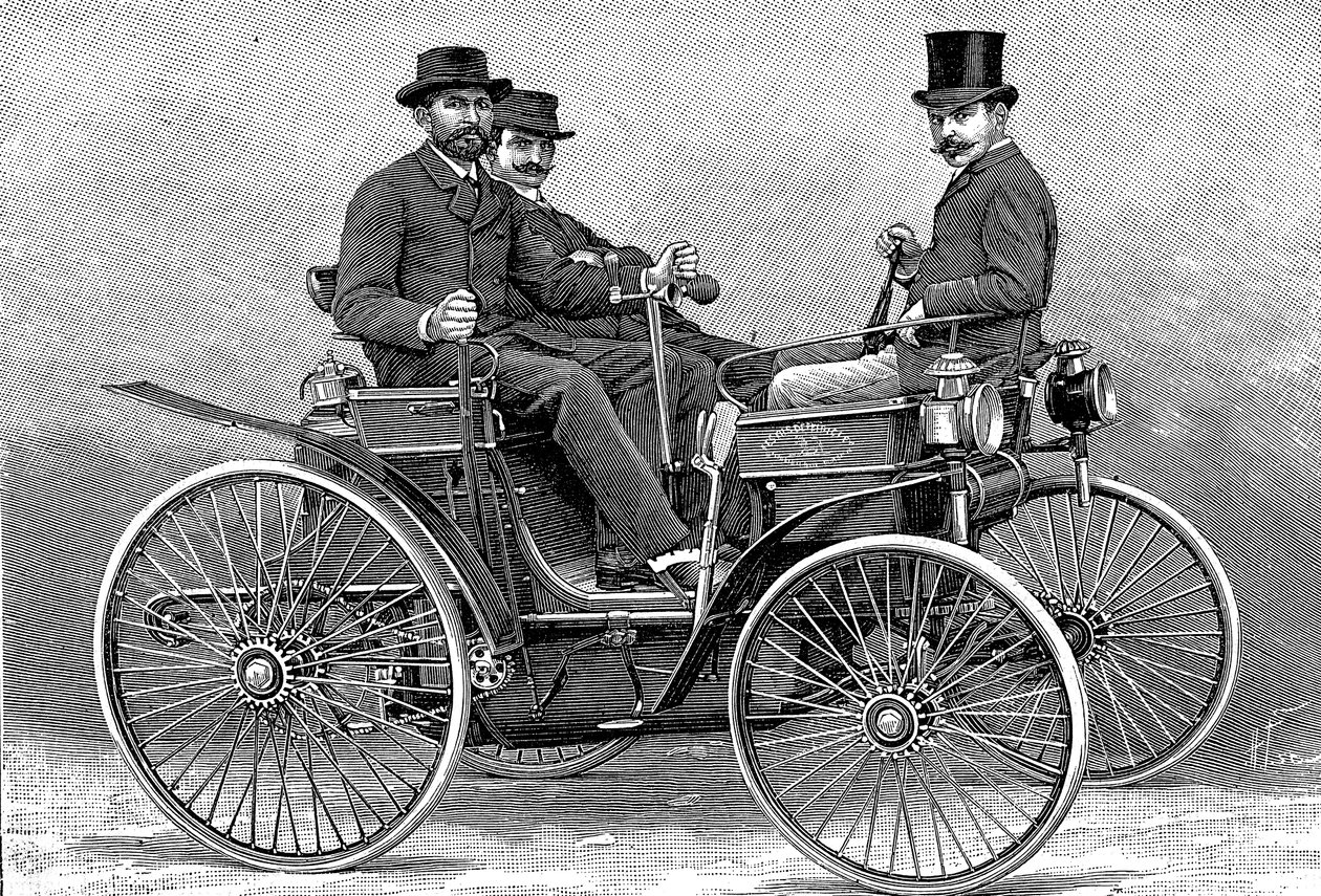 Armand Peugots første bil, 1890 af Unbekannt