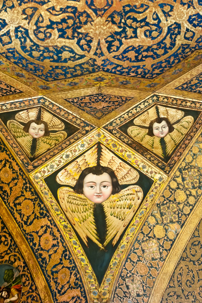 Armensk Apostolsk Kirke; loft maleri; ansigt med vinger; keruber og serafer; Vank Domkirke; Jolfa eller Ny Julfa; Isfahan; Iran; Asien af Unbekannt