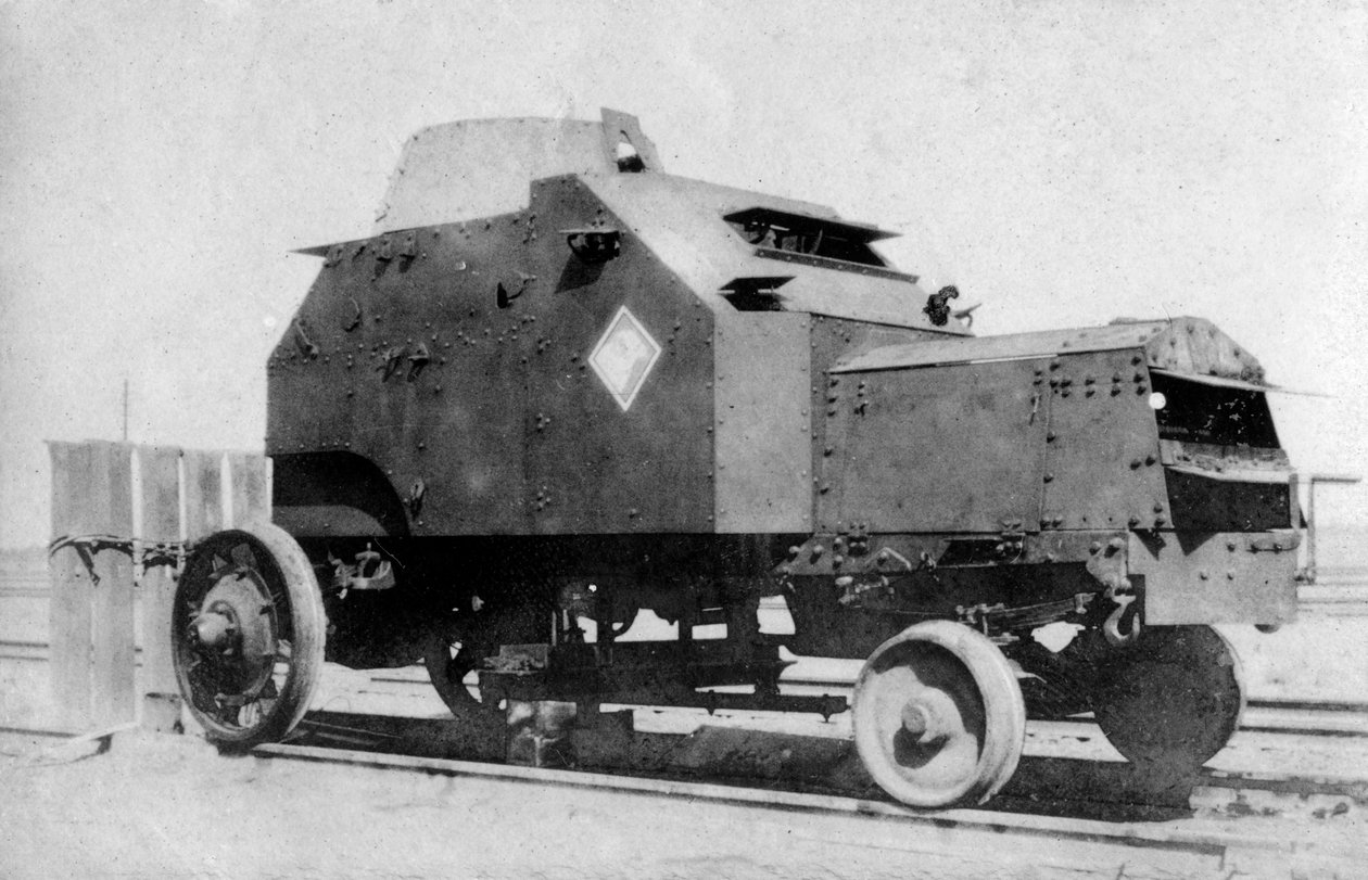 Panservogn på skinner, Bagdad, Irak, 1917-1919 af Unbekannt
