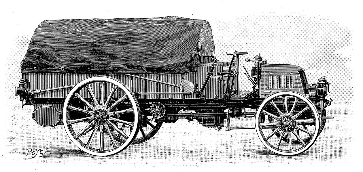 Army truck fra Daimler, med 4 cylinder 12 hk motor, 1904 af Unbekannt