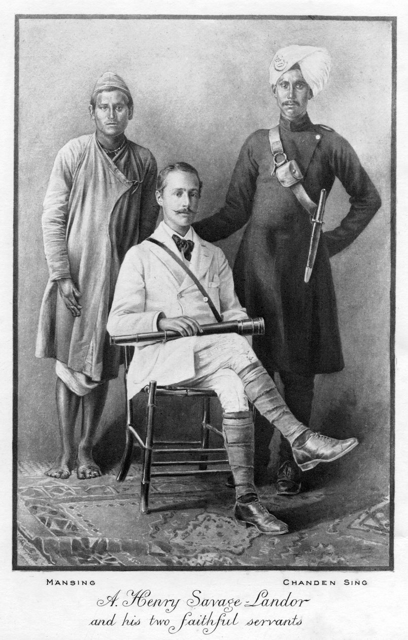 Arnold Henry Savage Landor 1865-1924 og hans to trofaste tjenere, 1898 af Unbekannt